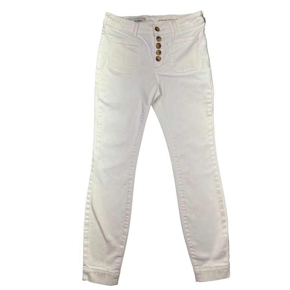 Pilcro High-Rise Denim Legging Button Fly White Jeans Sz 26 Fits 27" Grunge Y2K